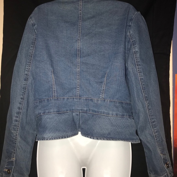 French Cuff Denim Jean Jacket Size L EUC - Picture 7 of 8